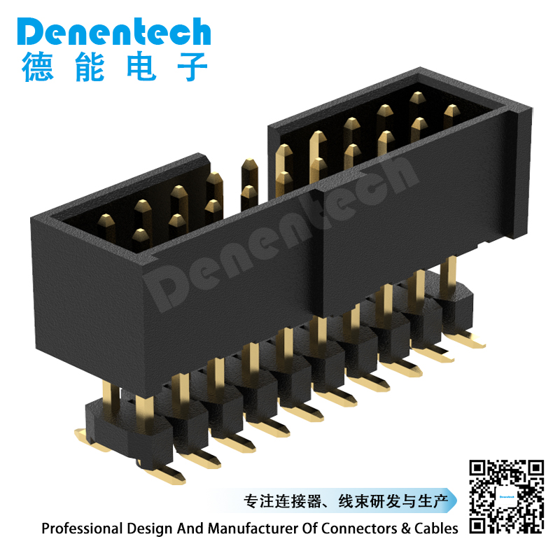 Denentech professional factory 2.0MM box header H7.2MM dual row straight SMT+pin header